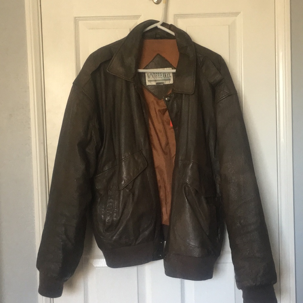 Authentic vintage mens genuine leather jacket